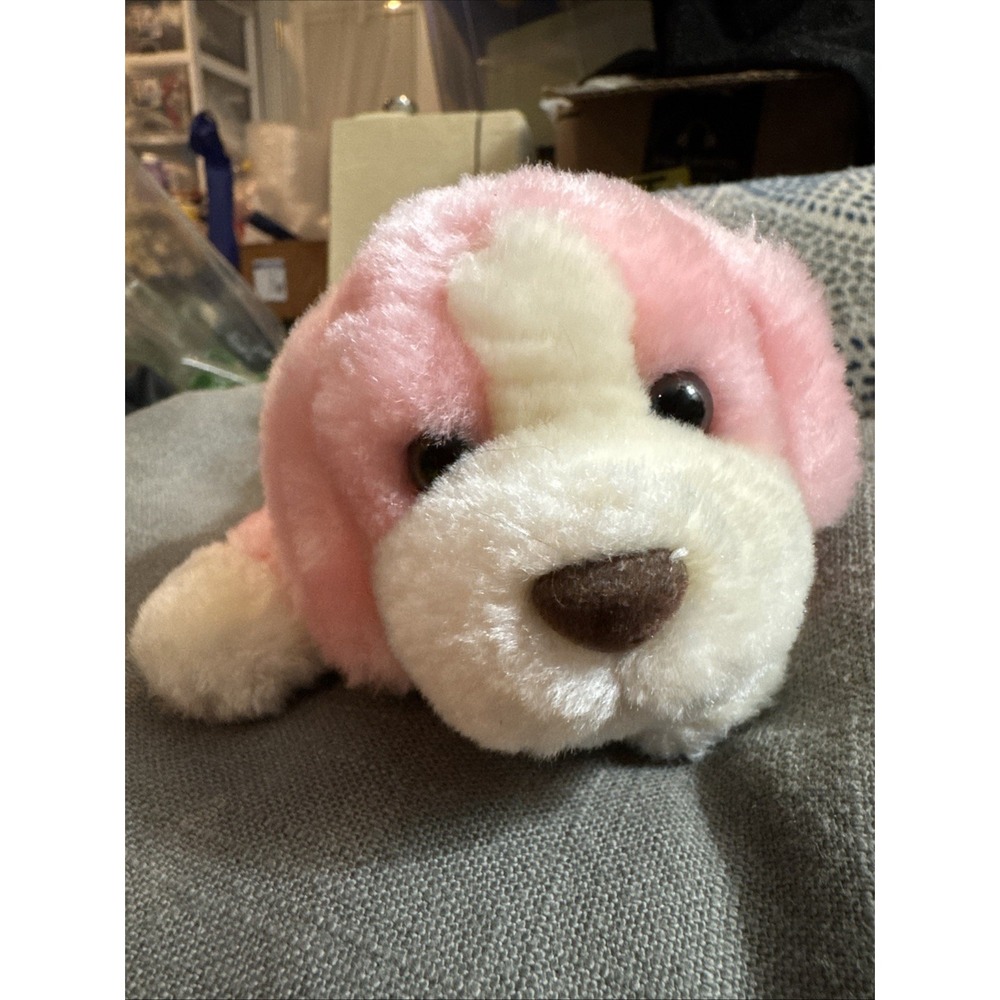 Vintage Toys R Us Animal Alley Pink Darby Dog Plush Y2K Small EUC
